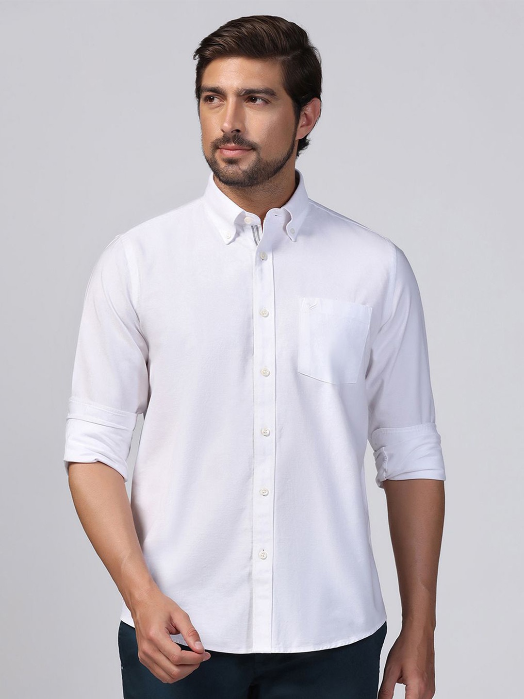 

Blackberrys Men Slim Fit Button-Down Collar Casual Shirt, White