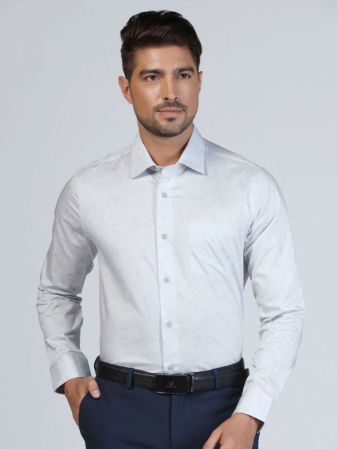 

Blackberrys Men Slim Fit Opaque Printed Formal Shirt, Blue