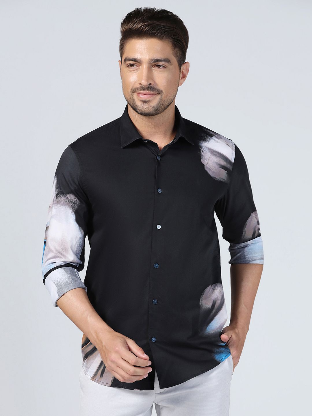 

Blackberrys Men Slim Fit Opaque Casual Shirt, Black