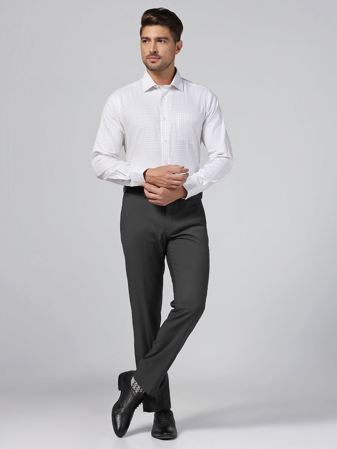 

Blackberrys Men Checked Slim Fit Opaque Formal Shirt, White