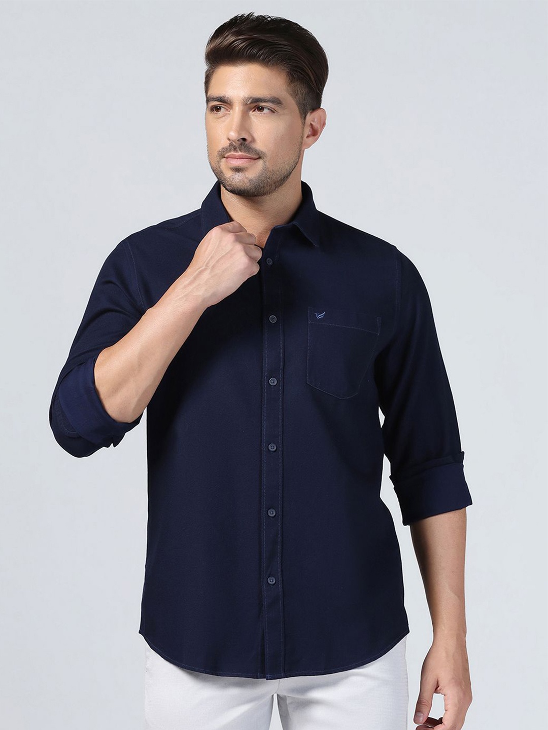 

Blackberrys Men Slim Fit Opaque Casual Shirt, Navy blue