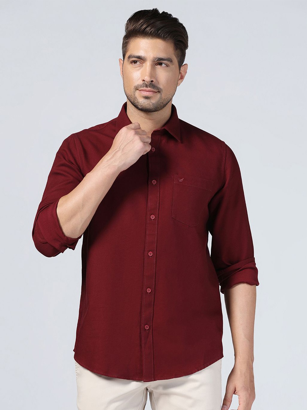 

Blackberrys Men Slim Fit Cotton Opaque Casual Shirt, Maroon