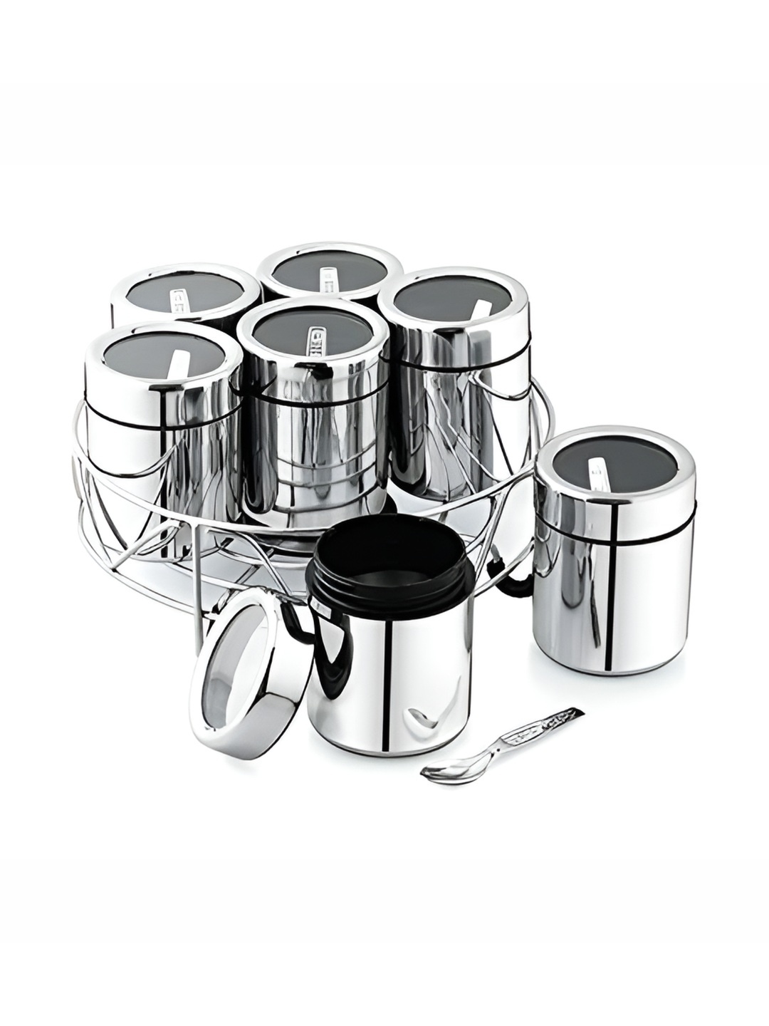 

ATROCK Silver Toned Stainless Steel Spice Box