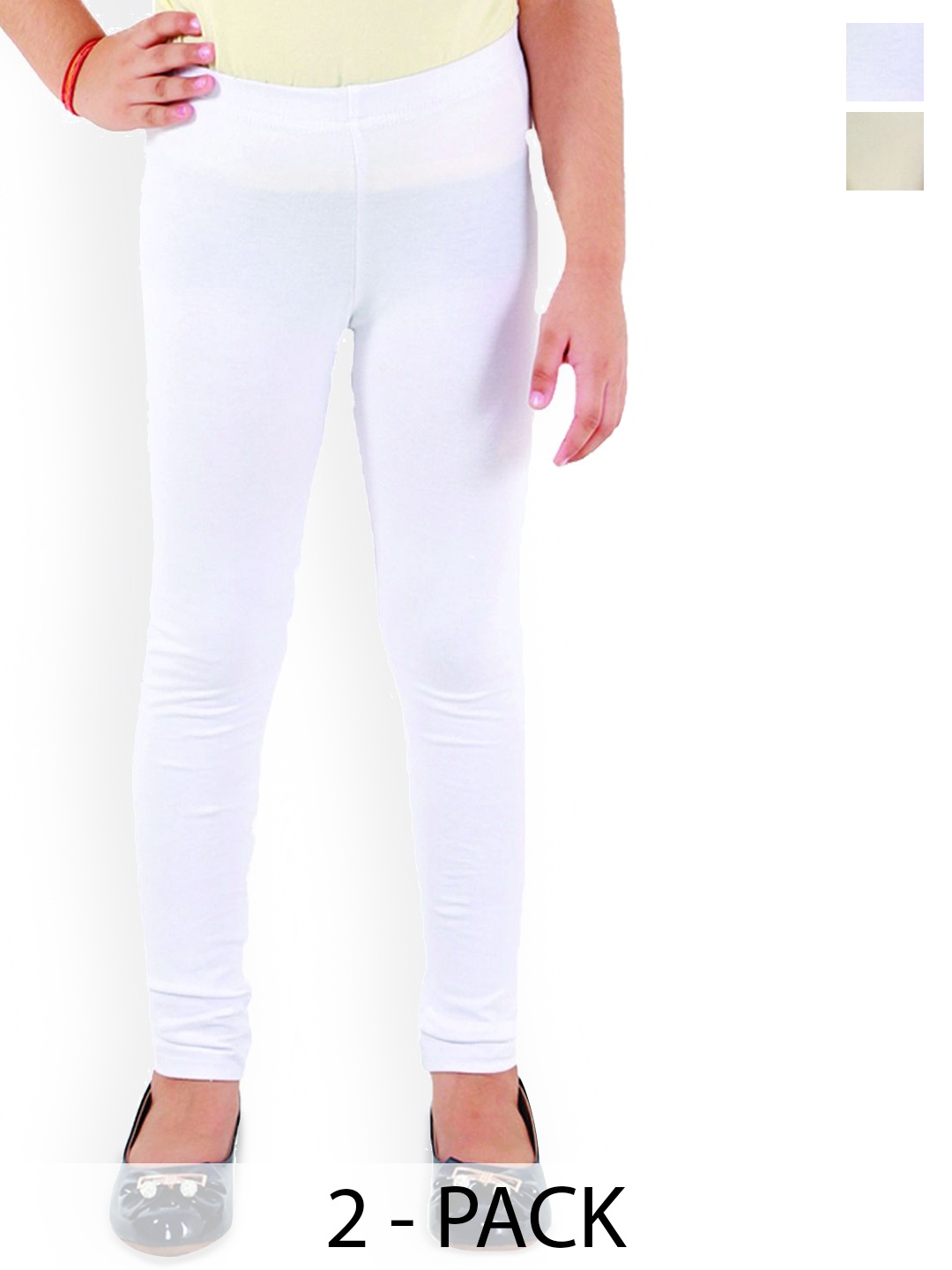 

Kids Cave Girls Pack Of 2 Cotton Ankle Length Leggings, Beige
