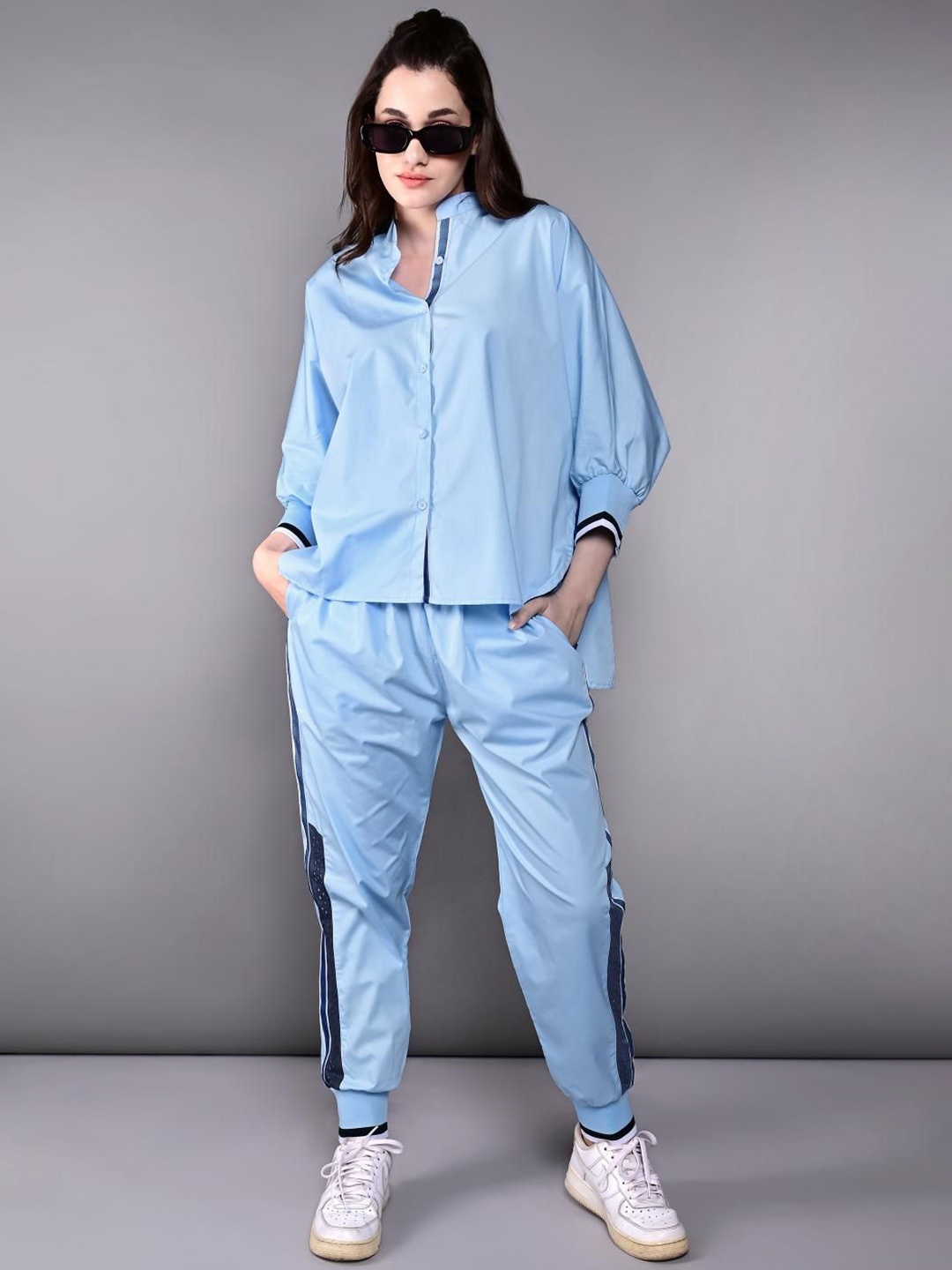 

Tuna London Pure Cotton Shirt & Joggers Tracksuits, Blue