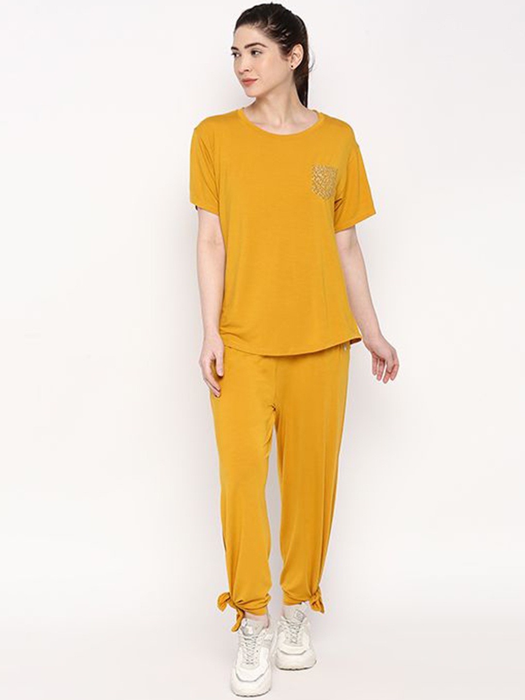 

Tuna London Round Neck Top & Trouser Co-Ord Set, Mustard