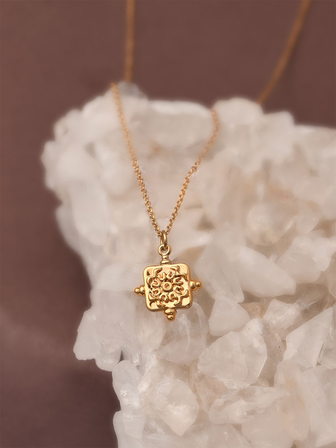 

Accessorize 14KT Gold-Plated Square Pendant With Chain