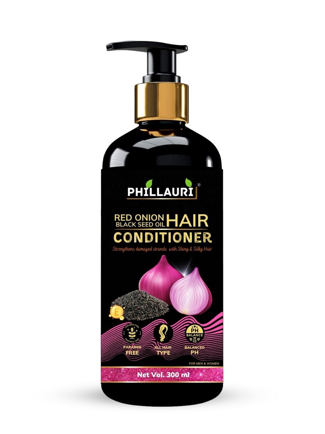 

Phillauri Red Onion Healthy & Shiny Hair Conditioner - 300ml, Black
