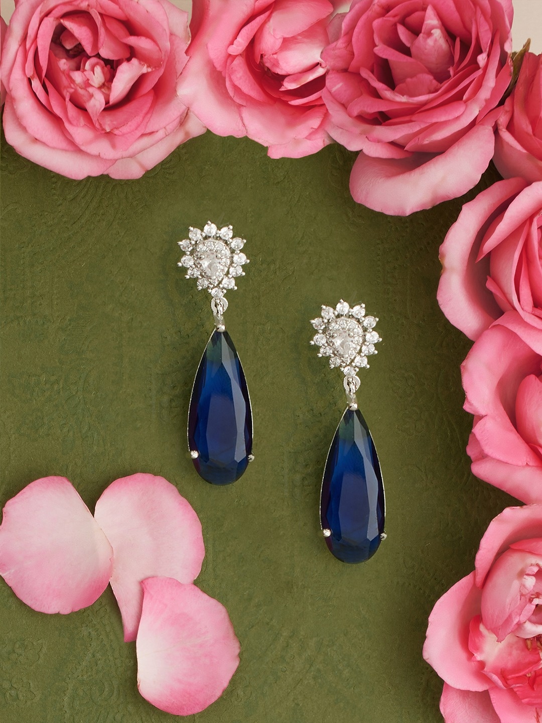 AMI Silver Plated Contemporary Cubic Zirconia Drop Earrings