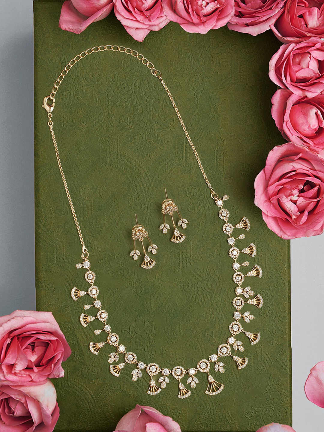 

AMI Gold-Plated Cubic Zirconia Studded Jewellery Set