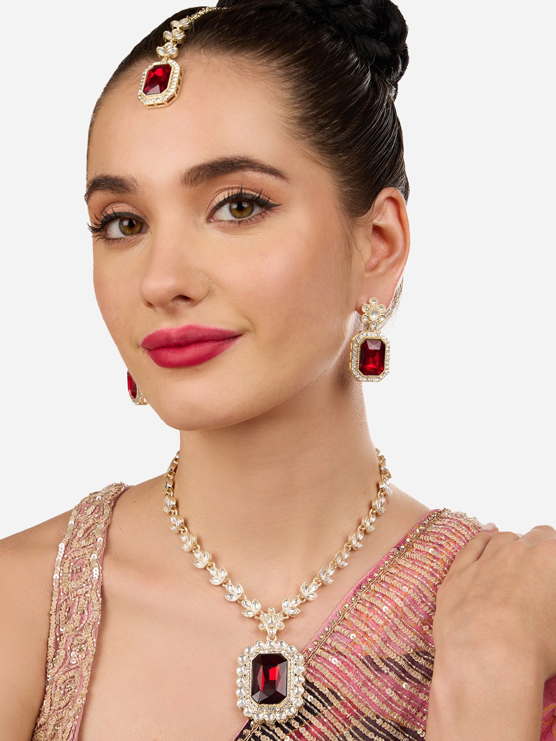 

AMI Gold-Plated Austrian Diamonds Studded Jewellery Set