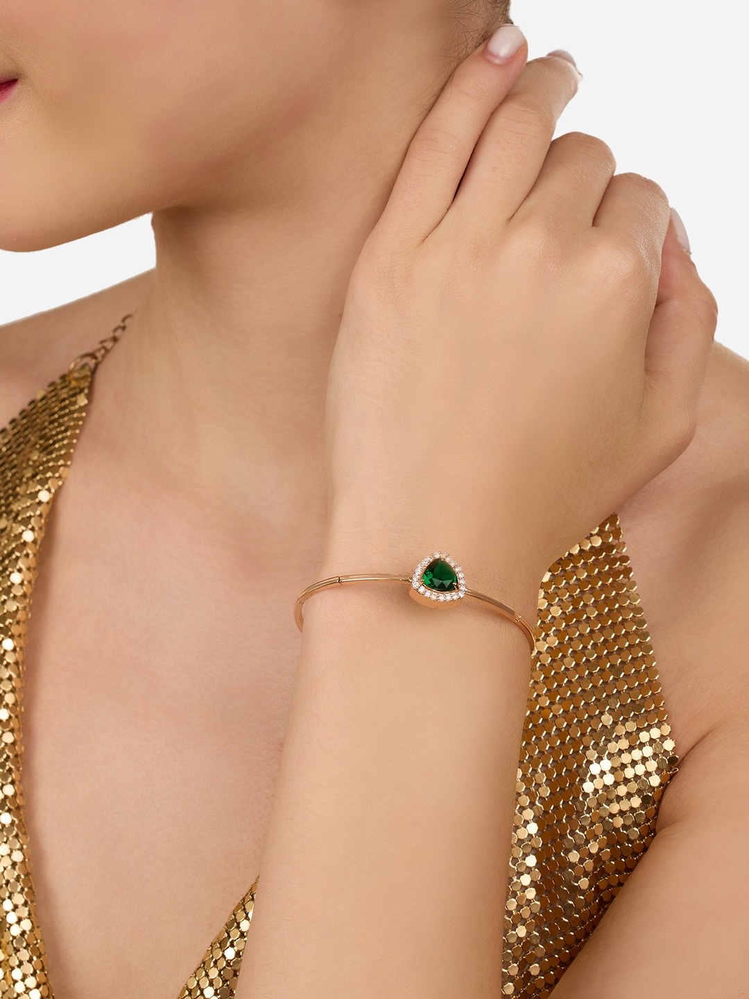 

AMI Gold-Plated Cubic Zirconia Studded Kada Bracelet
