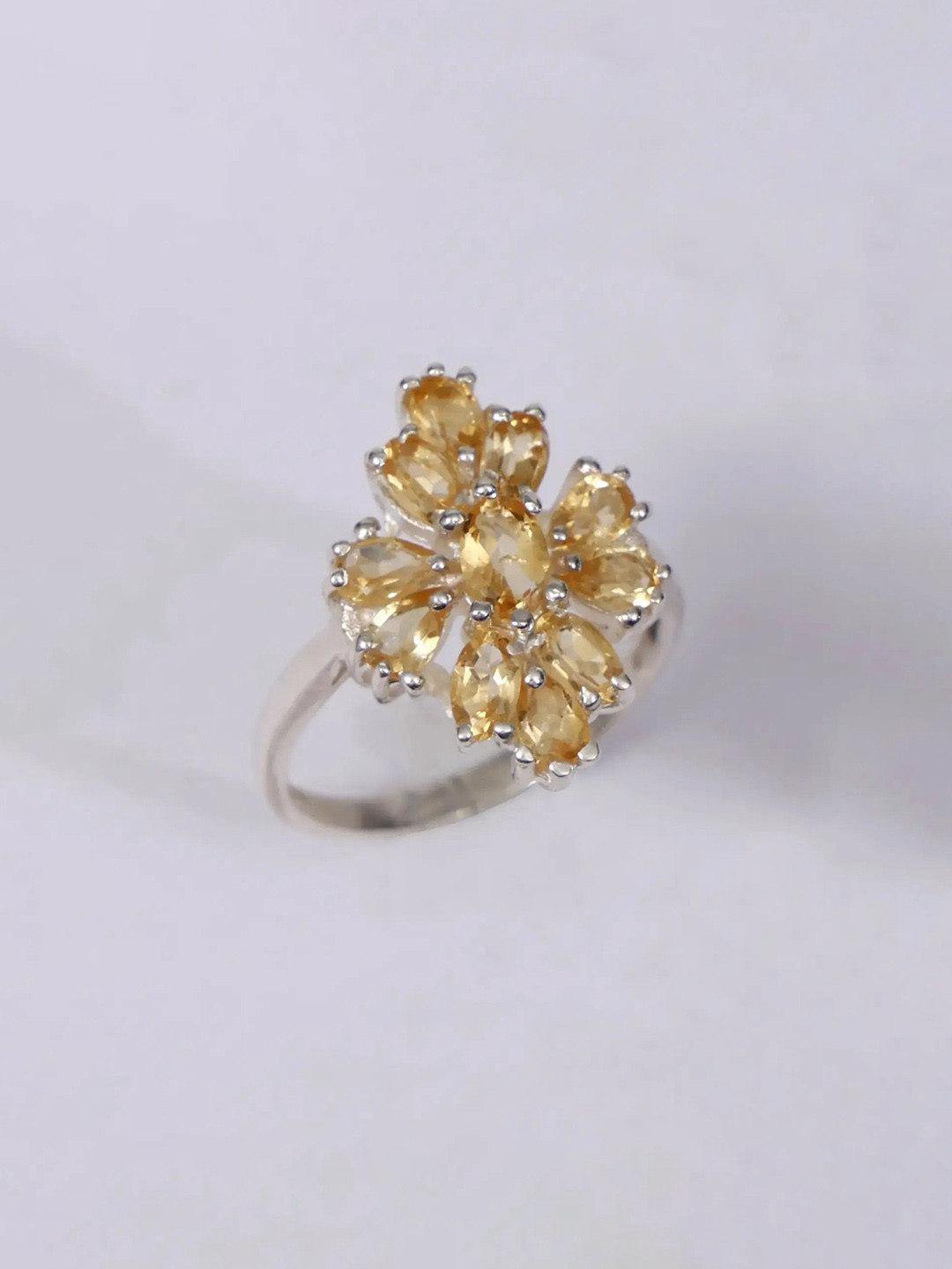

Exotic India Faceted Citrine Stone Sterling Silver Ring