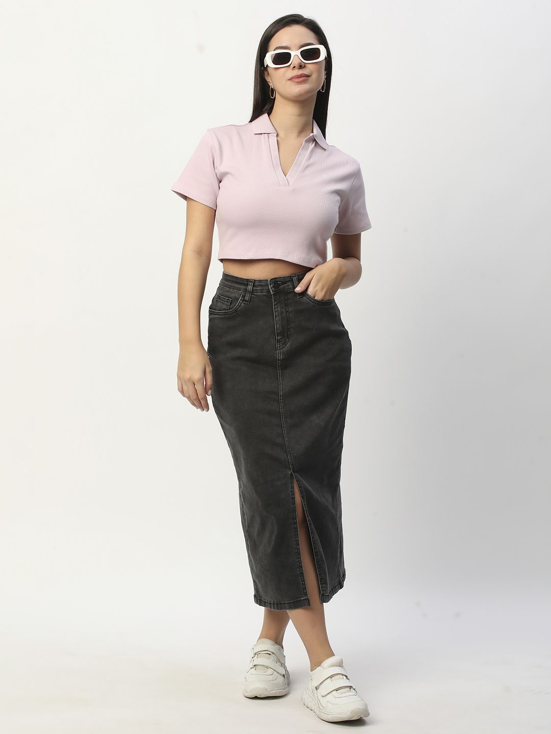 

R&B Cotton Crop Top, Purple