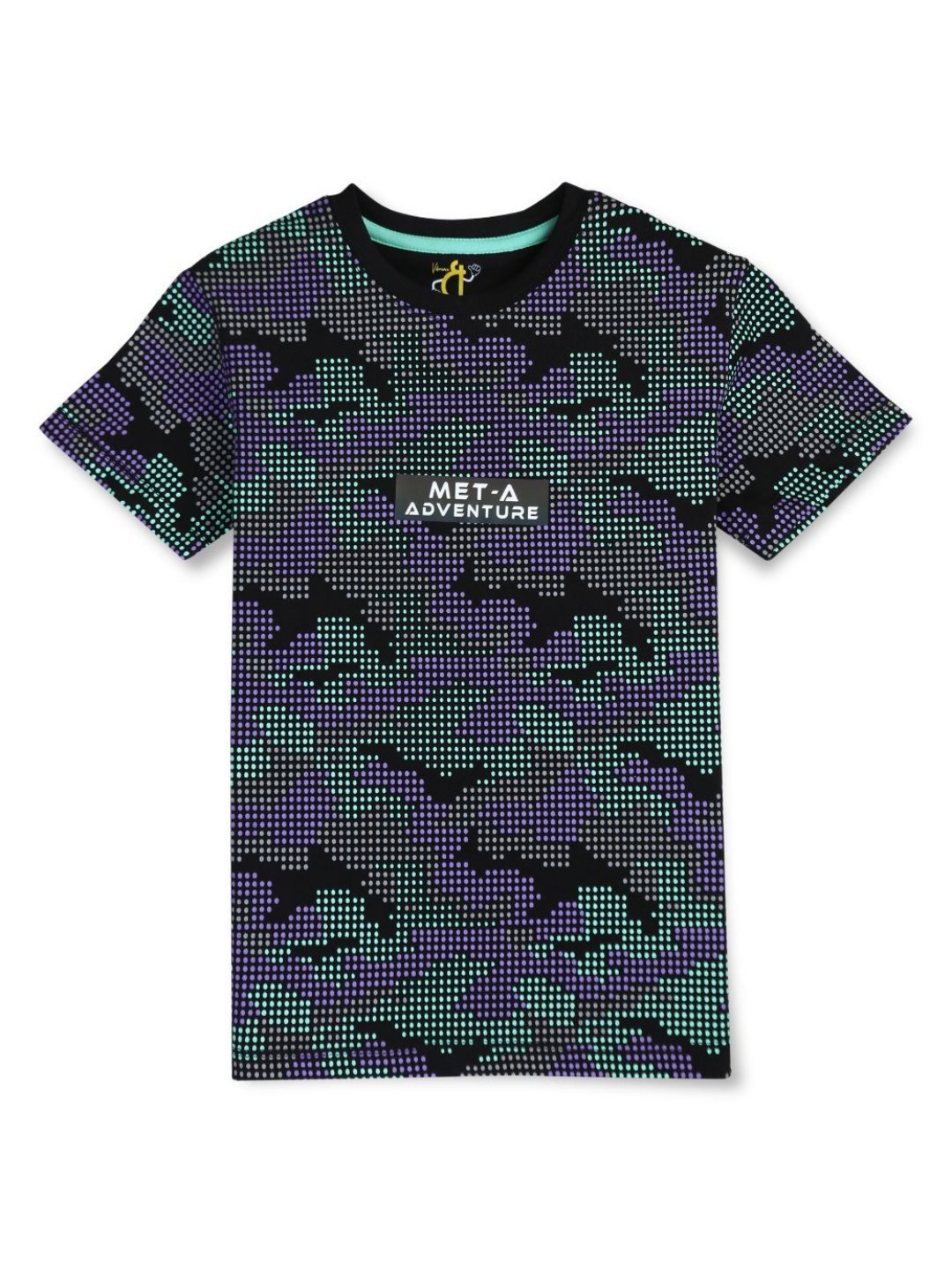 

Gini and Jony Boys Superhero Printed Round Neck Pockets T-shirt, Black