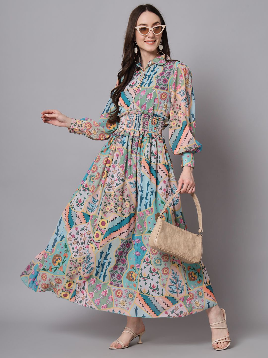 

The Dry State Printed Puff Sleeve Maxi Dress, Multi