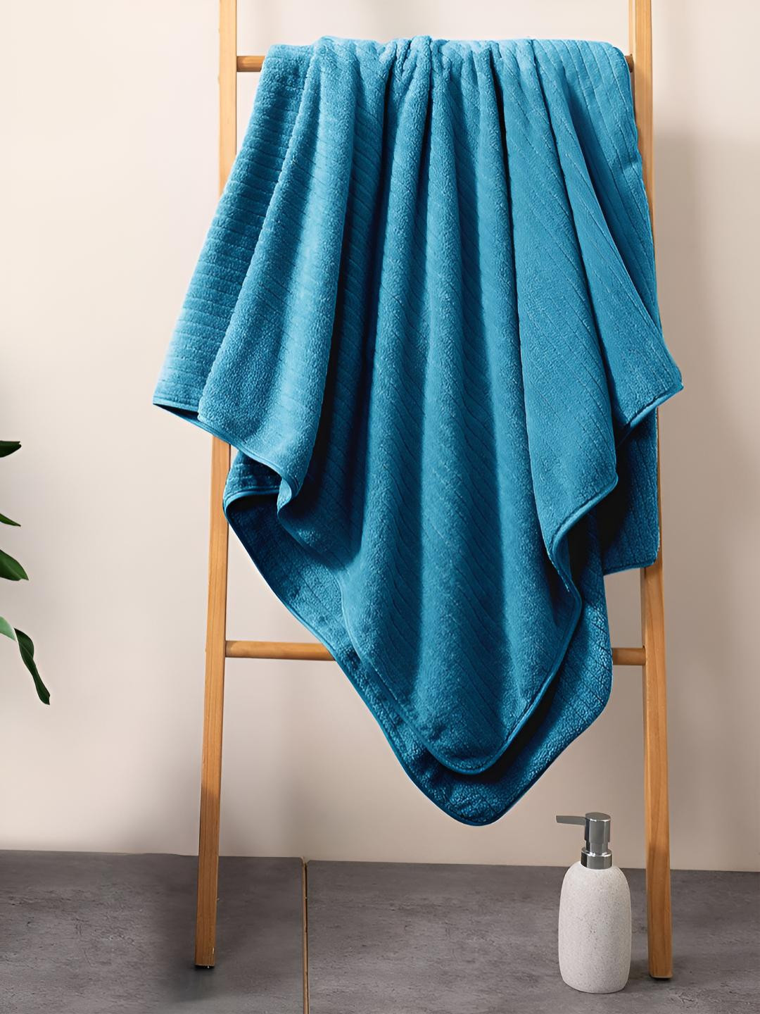 

Story@home Blue Striped Microfiber 400 GSM Bath Towel