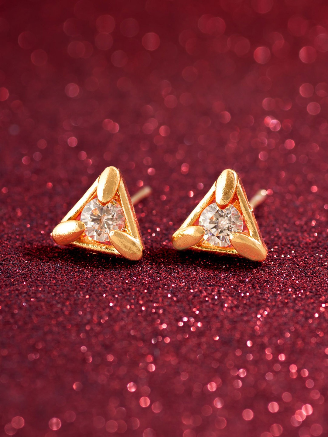 

aadita Gold-Plated Stone-Studded Contemporary Studs Earrings