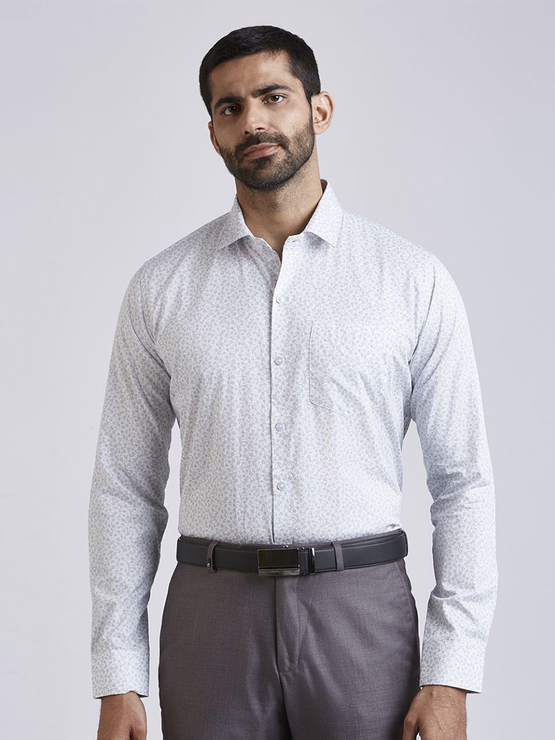 

JOHN WATSON Men Micro Ditsy Slim Fit Opaque Printed Cotton Casual Shirt, Grey