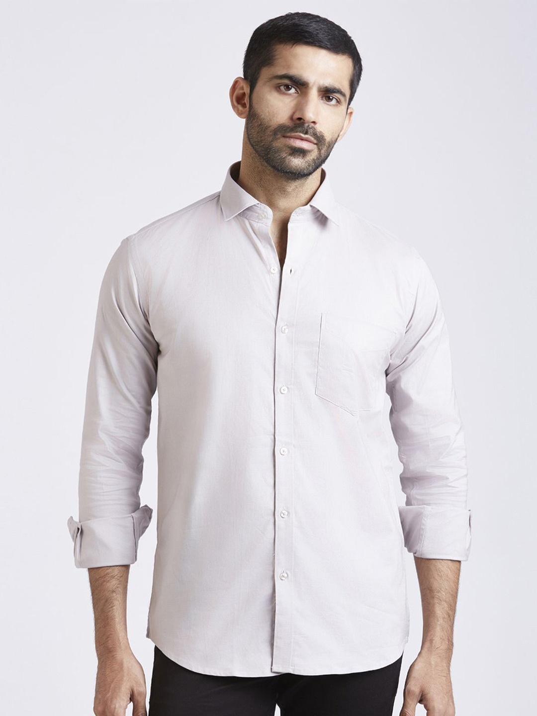 

JOHN WATSON Men Slim Fit Opaque Casual Shirt, Grey