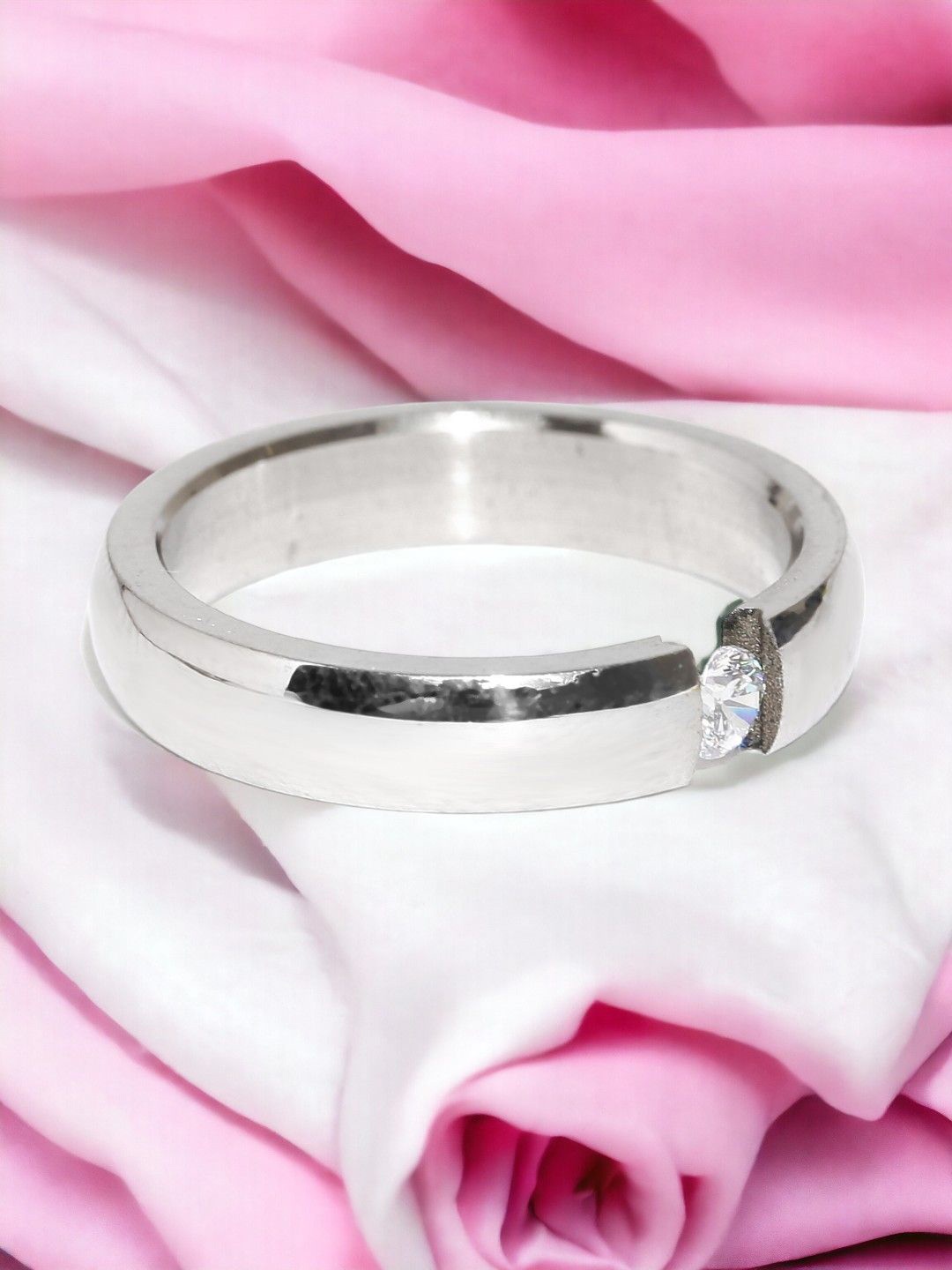 

fabula Cubic Zirconia Studded Finger Ring, Silver