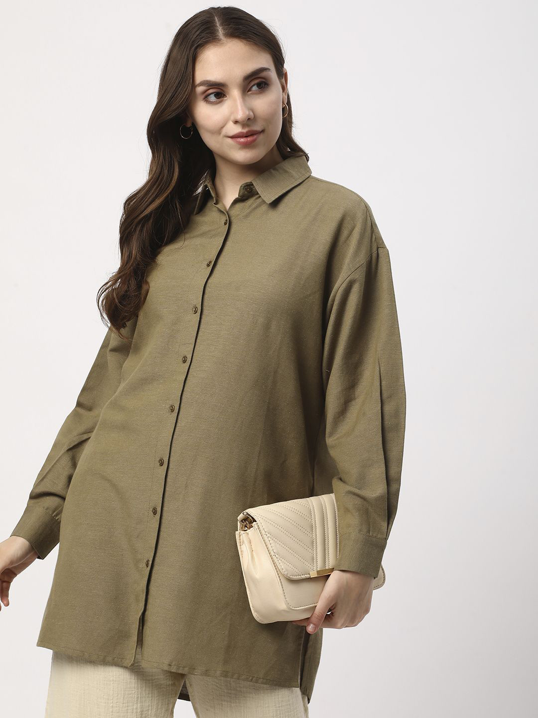 

R&B Shirt Collar Tunic, Olive