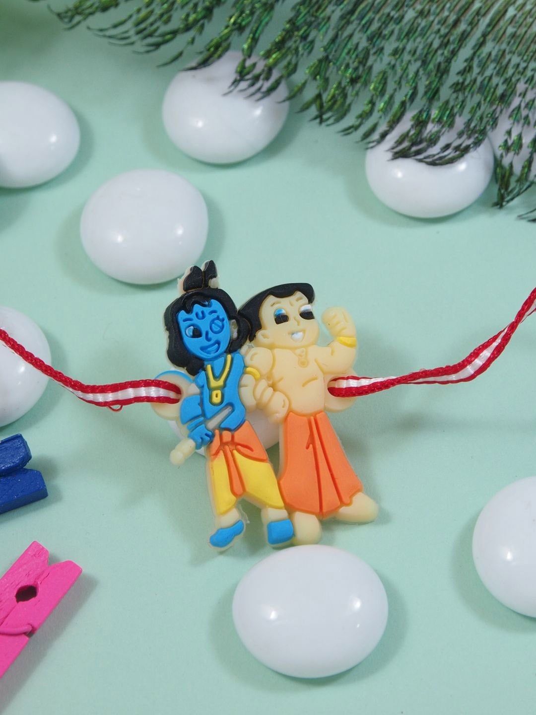 

I Jewels Boys Chota Bheem & Krishna Thread Rakhi With Roli Chawal & Greeting Card, Red