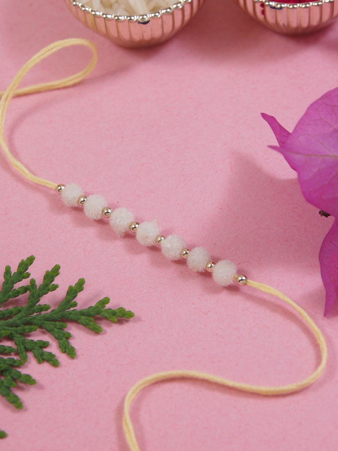 

I Jewels Boys Beaded Thread Rakhi With Roli Chawal & Greeting Card, Yellow