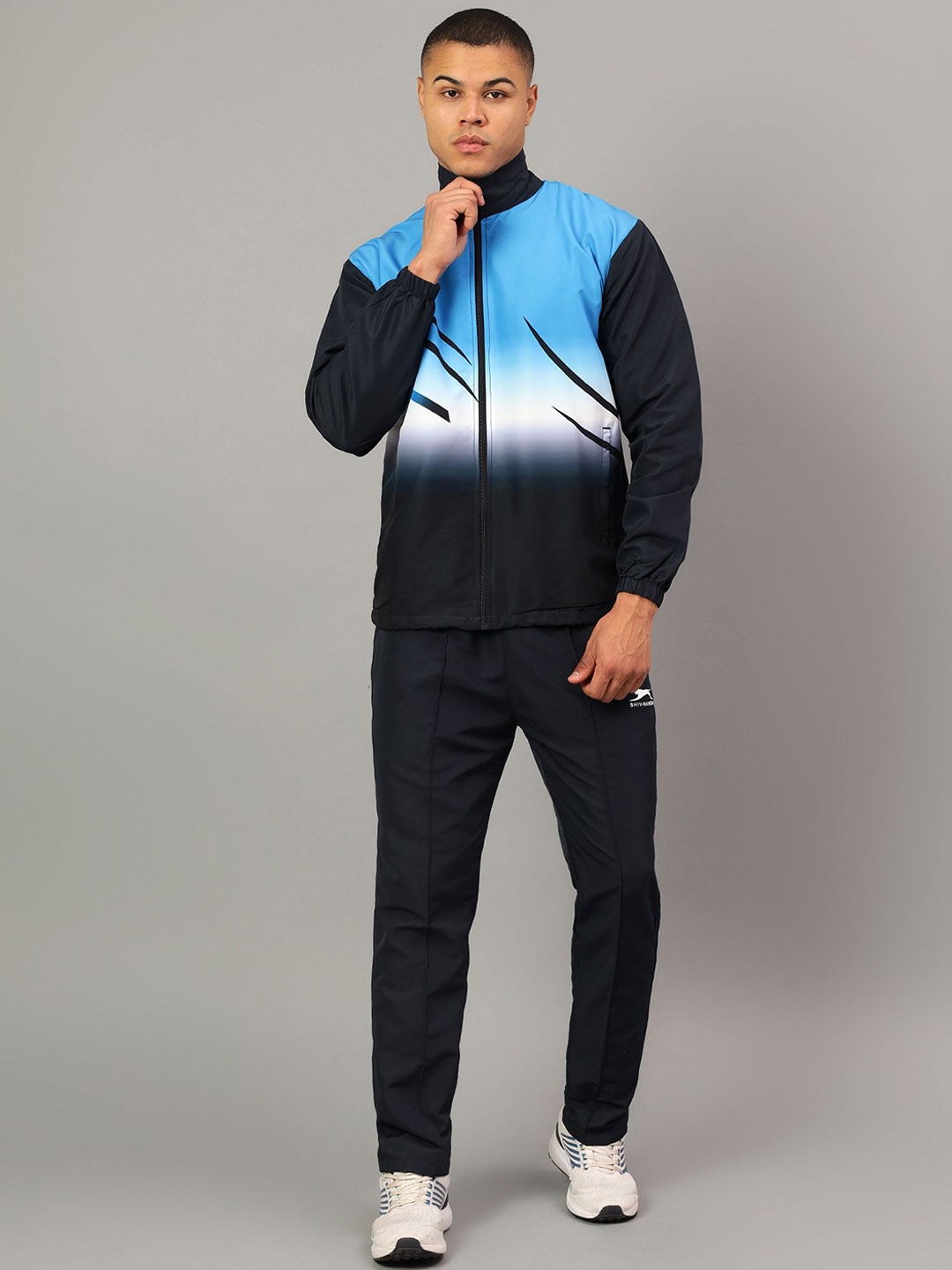 

Shiv Naresh Printed Mock Collar Tracksuits, Navy blue