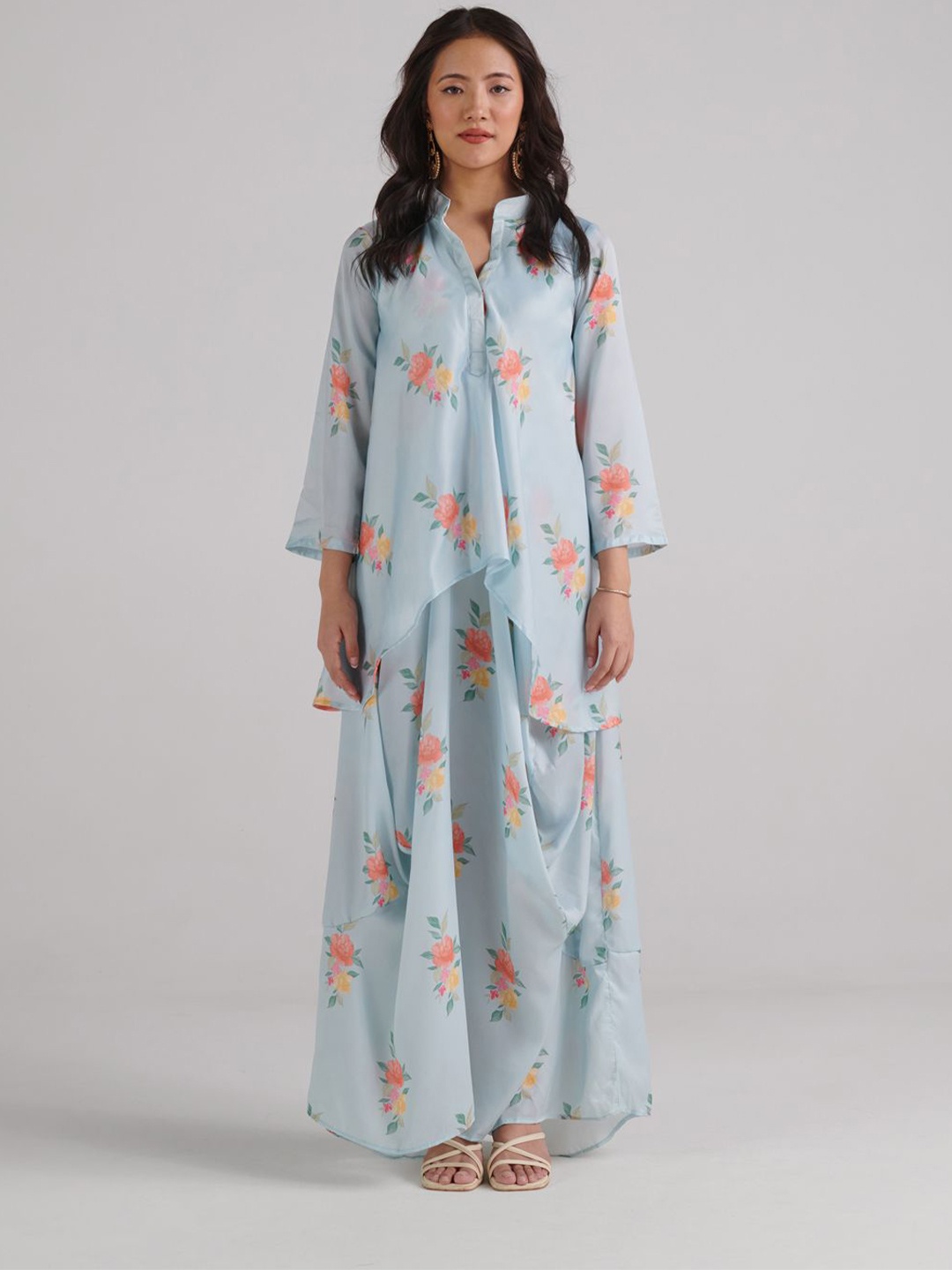 

Pasha Floral Print Ethnic Maxi Dress, Blue