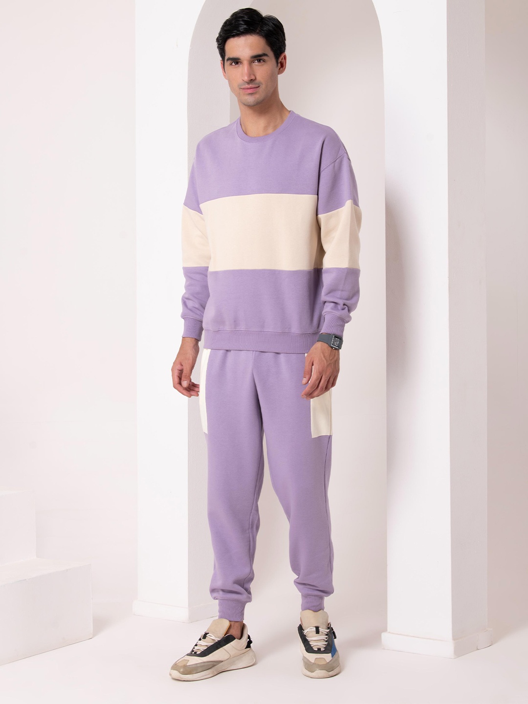 

HOUSE OF S Colorblocked Sweatshirt With Trousers, Purple