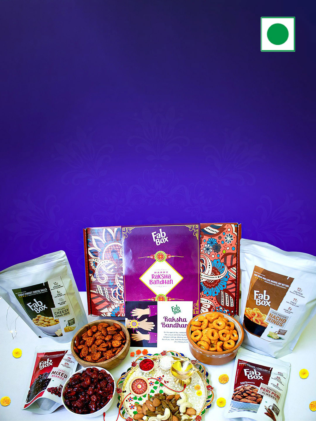 

FabBox 1-Pcs Rakhi & Joyous Rakhi Box With Card & Roli Chawal, Maroon