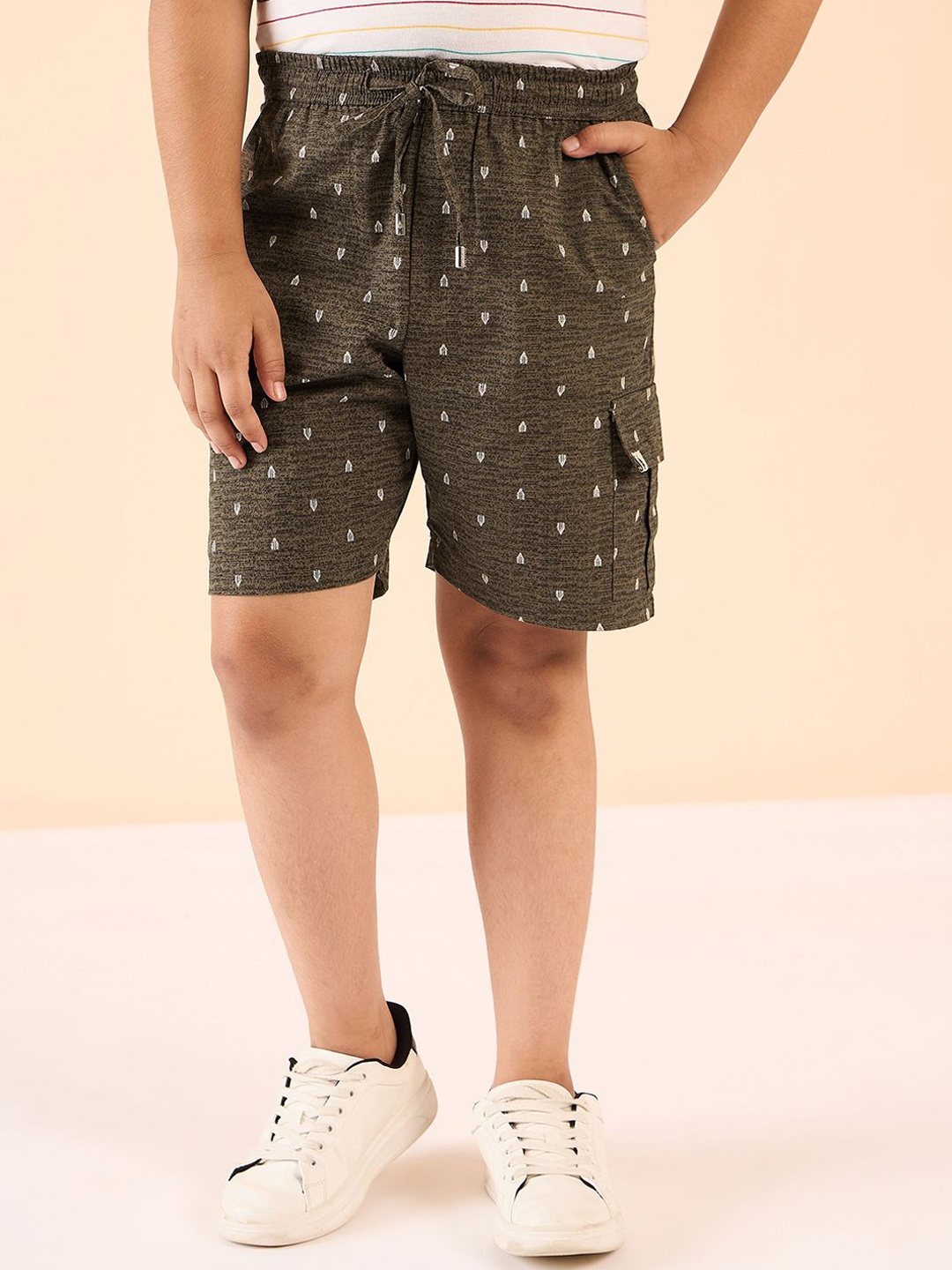 Stylo Bug Boys Printed Cotton Outdoor Shorts, Brown