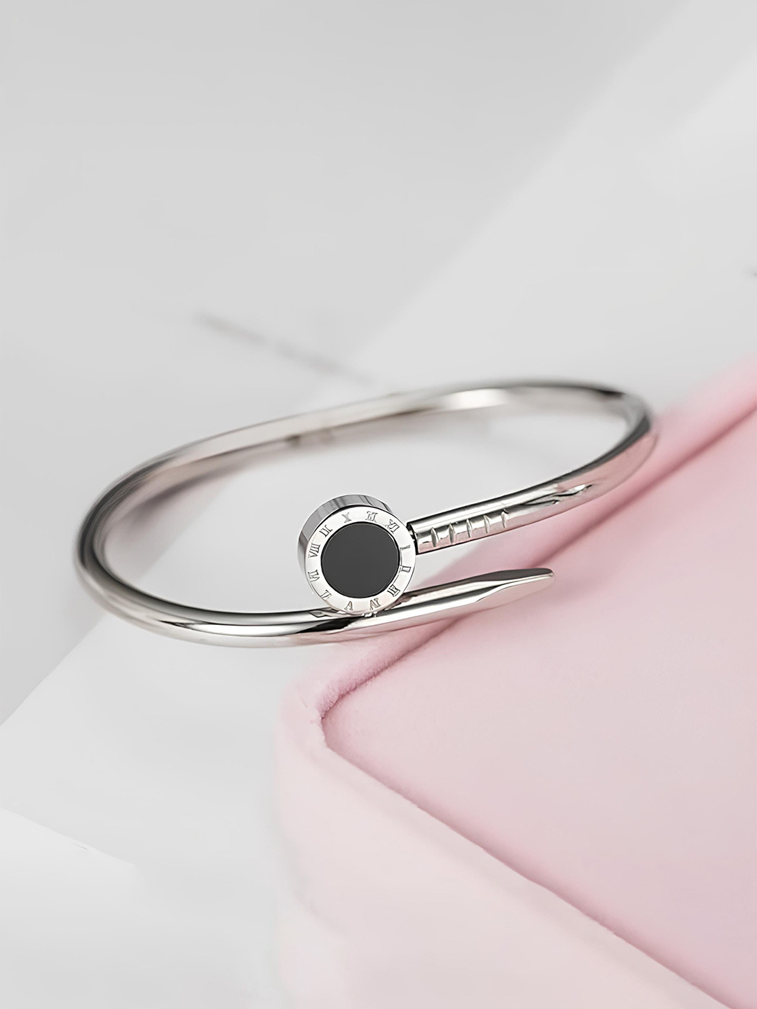 

KARISHMA KREATIONS Silver-Plated Stainless Steel Cuff Bracelet