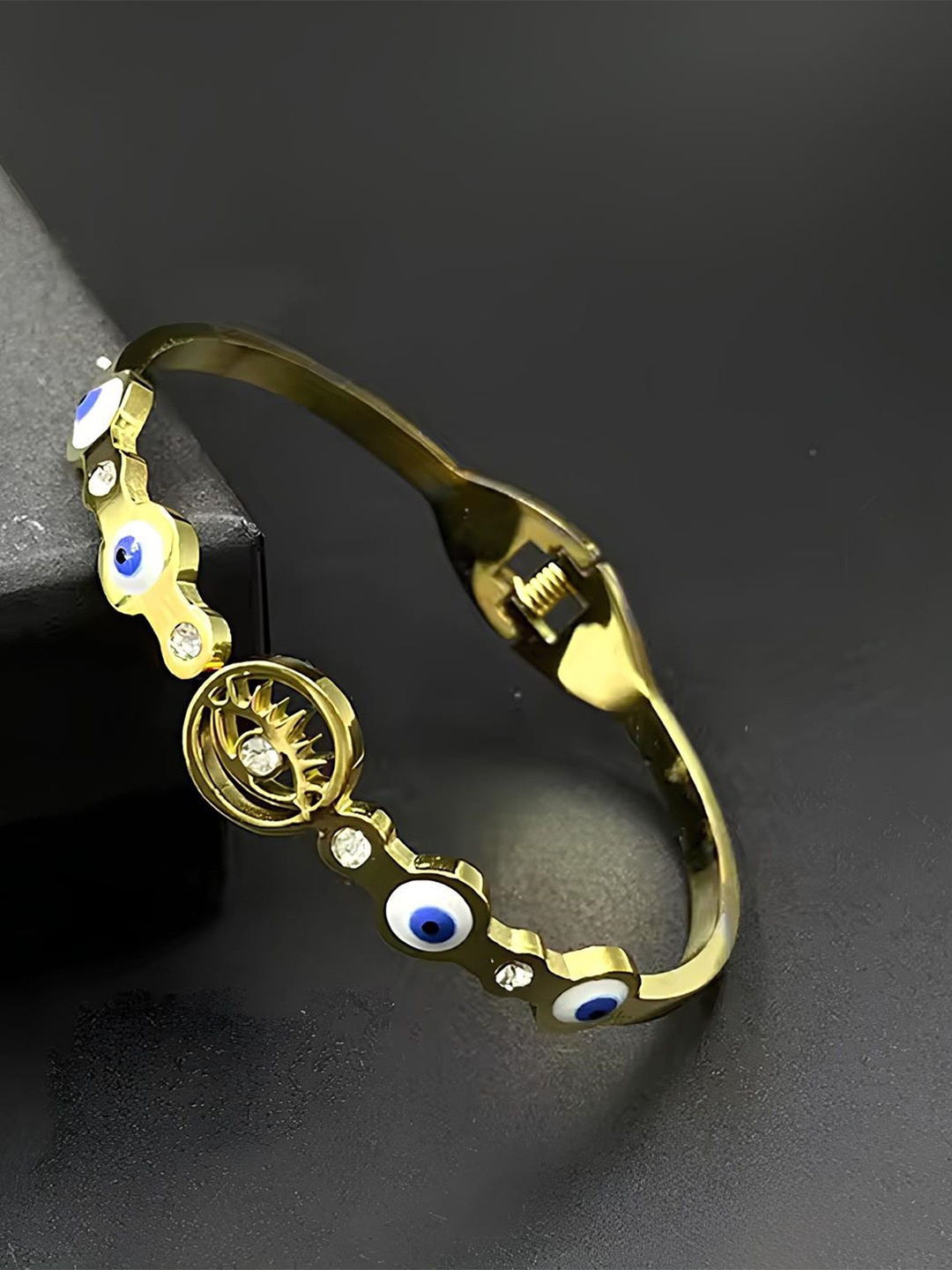 

KARISHMA KREATIONS Gold-Plated Stainless Steel Cubic Zirconia Cuff Bracelet