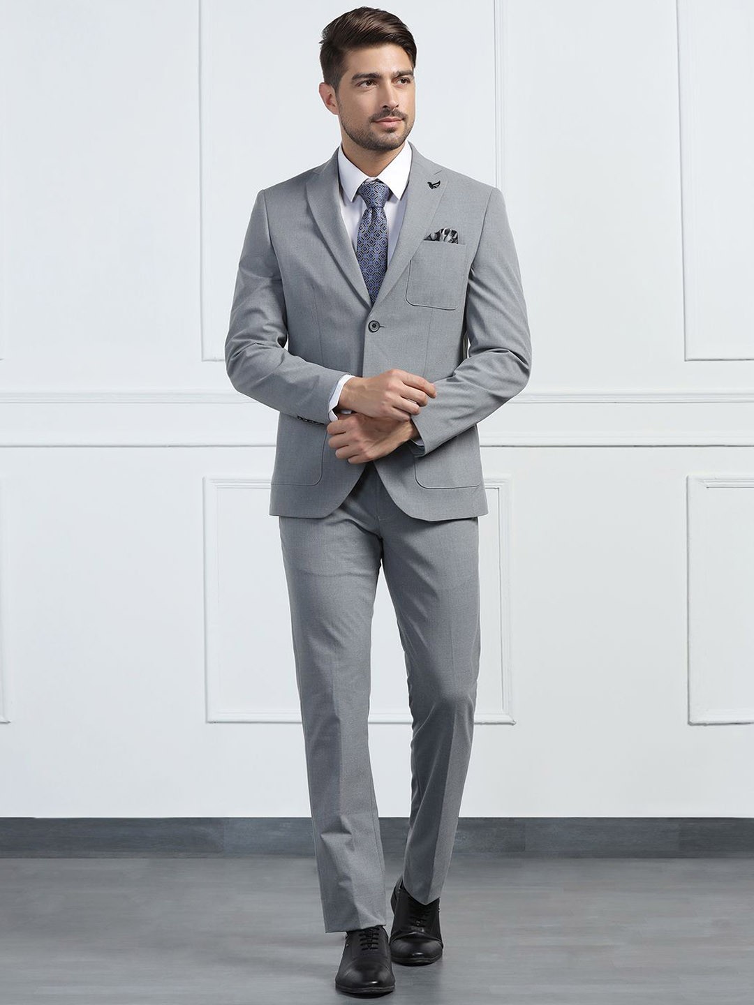 

Blackberrys Slim-Fit Single-Breasted Two-Piece Men Formal Suits, Grey