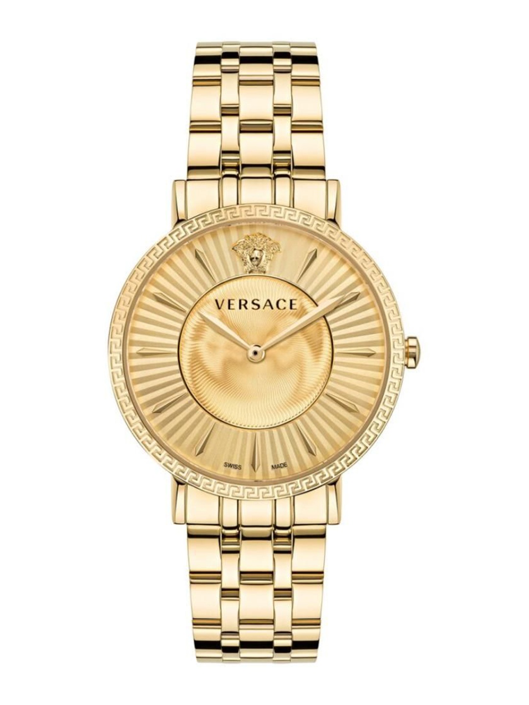 

Versace Women Round Embellished Dial Bracelet Style Straps Analogue Watch VEJL00822, Gold