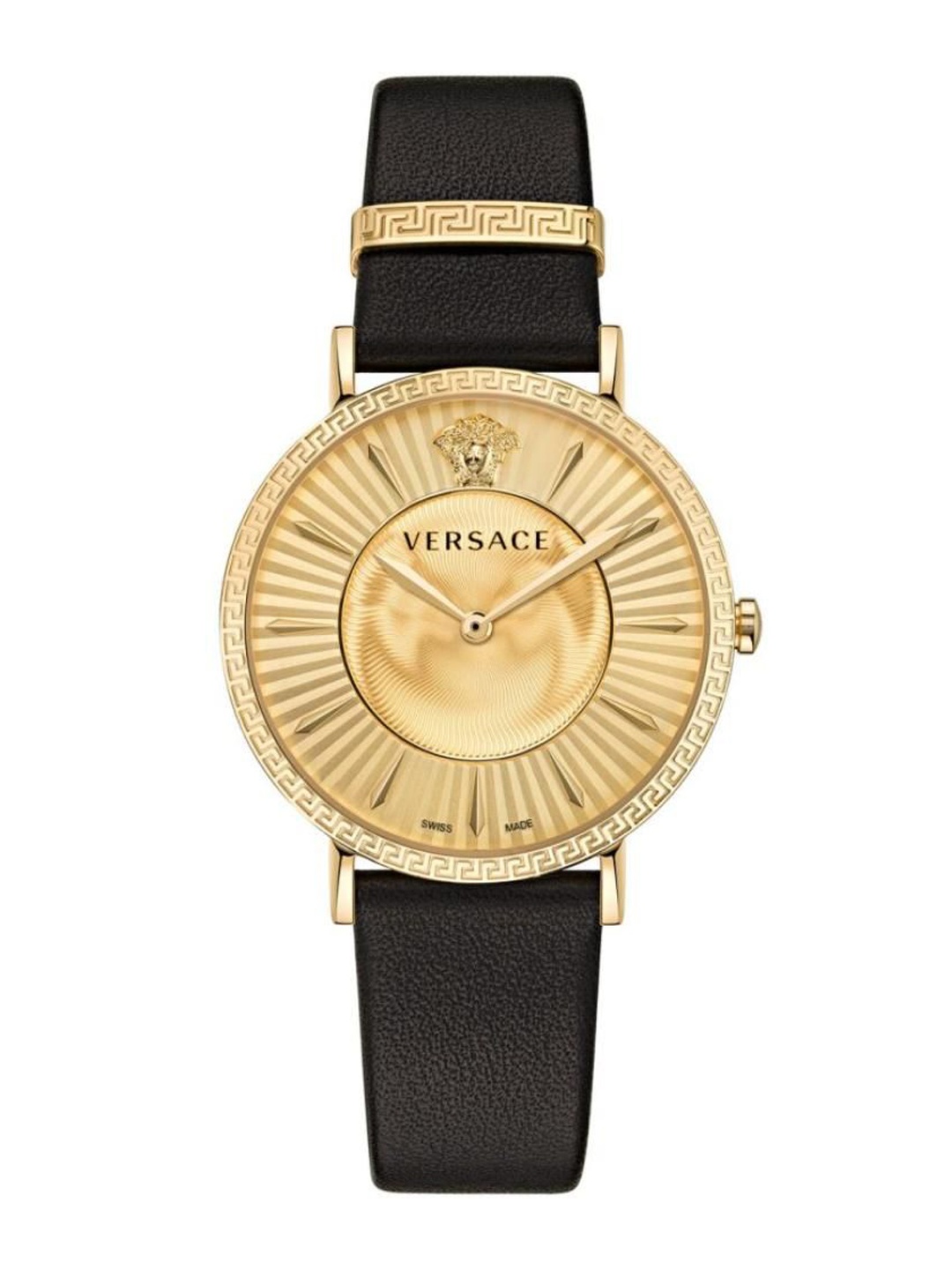 

Versace Women Brass Embellished Dial & Leather Straps Analogue Watch VEJL00422, Gold