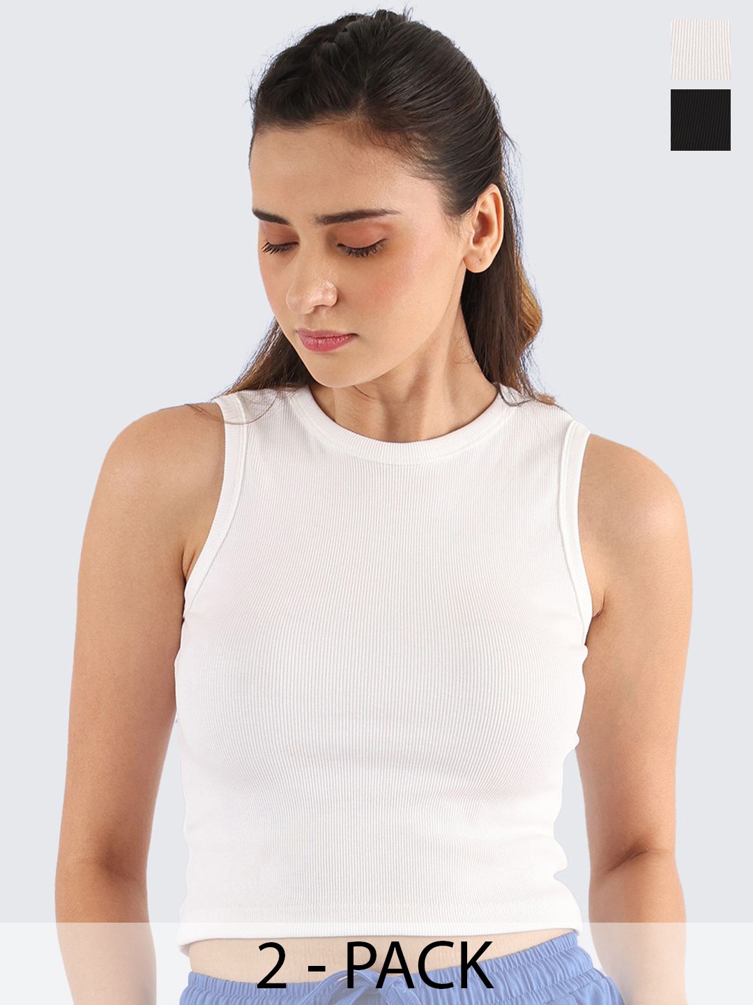 

Nite Flite Cotton Solid Crop Top, Multi
