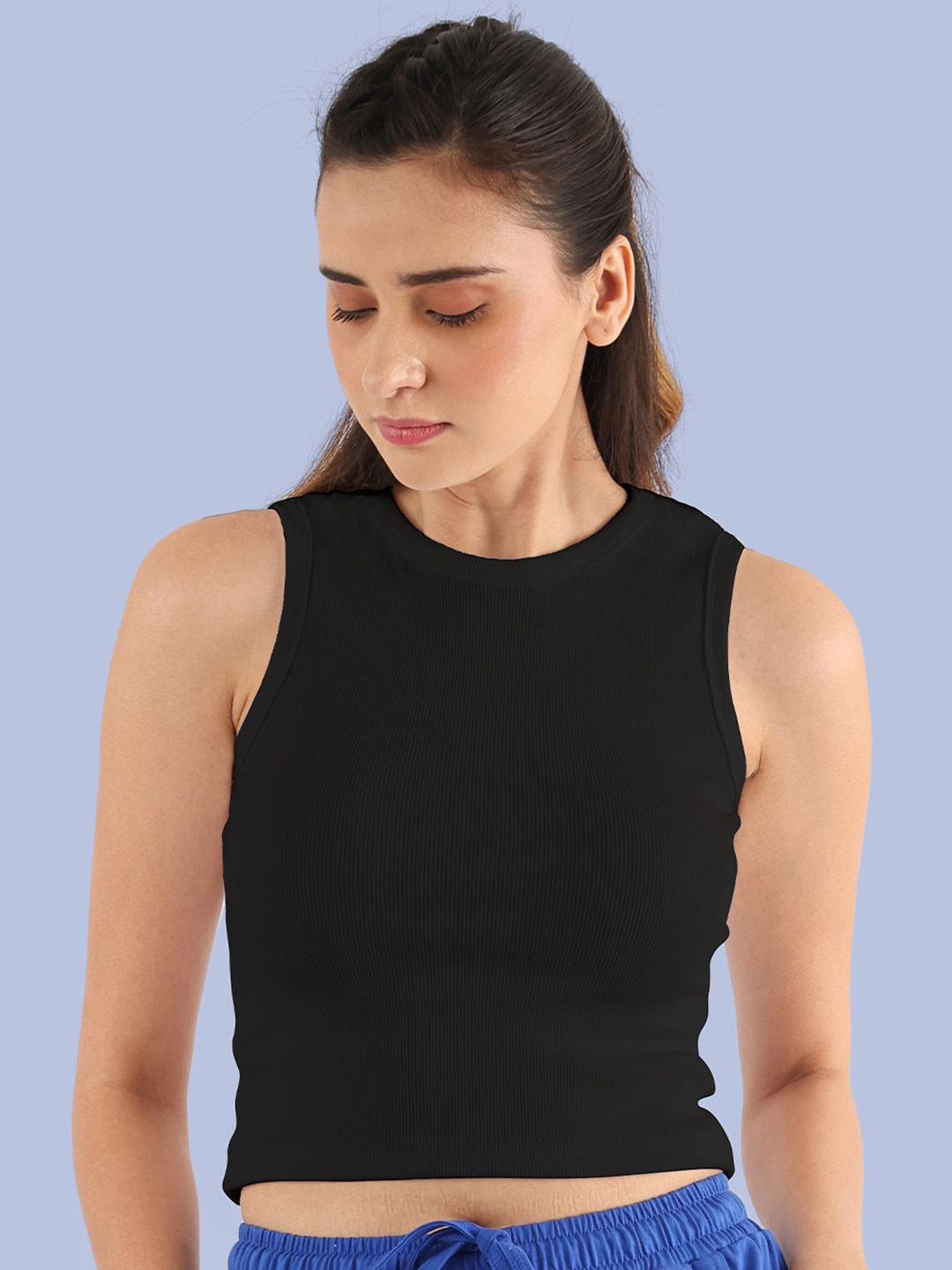 

Nite Flite Cotton Crop Top, Black