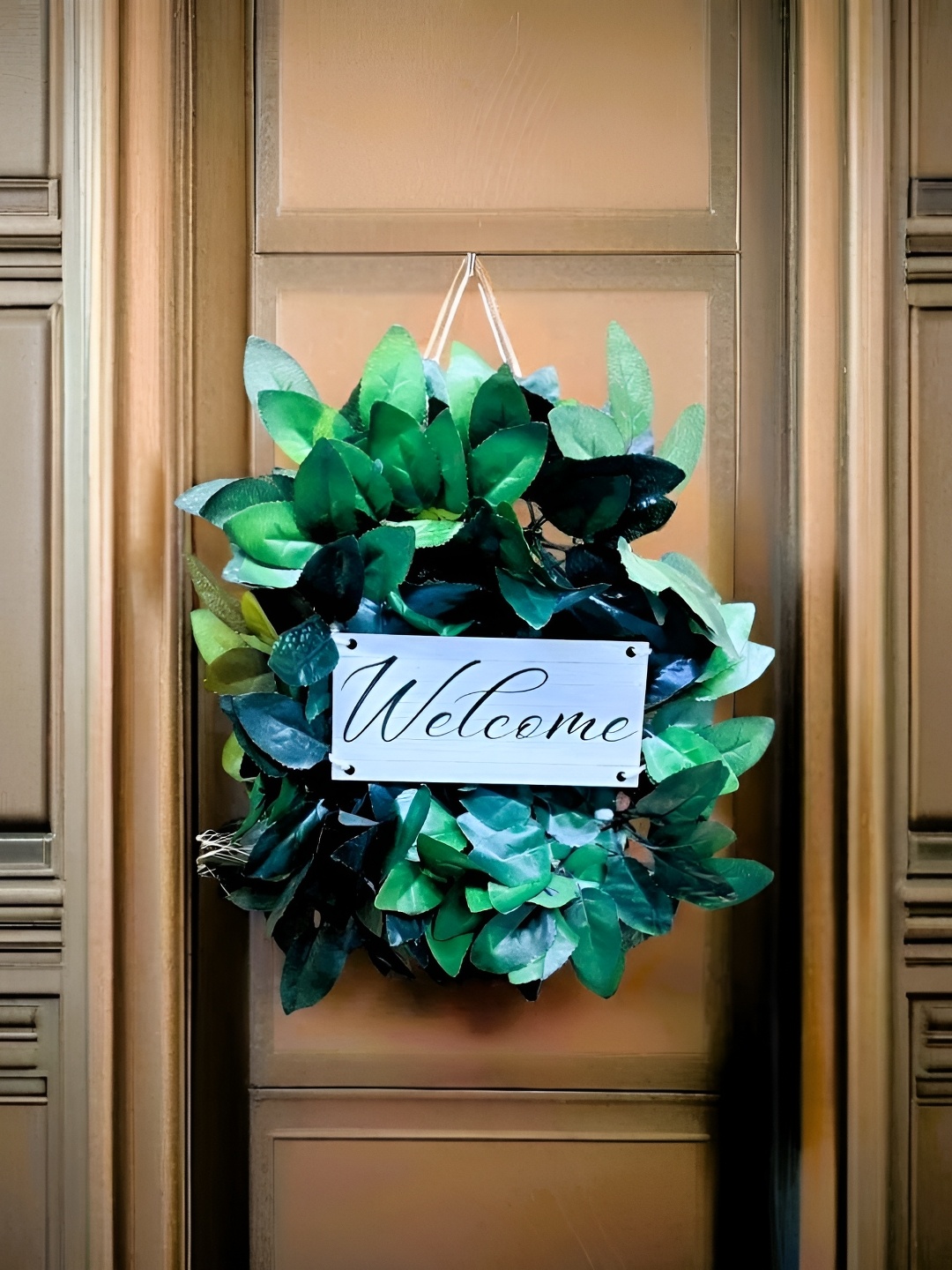 

Akaar Green Welcome Signage in Green Leaves Wall Hanging