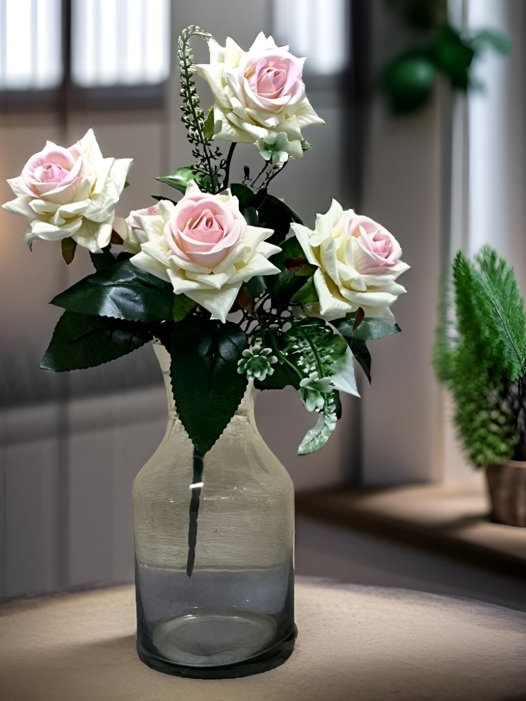 

Akaar White & Green Rose Artificial Flower