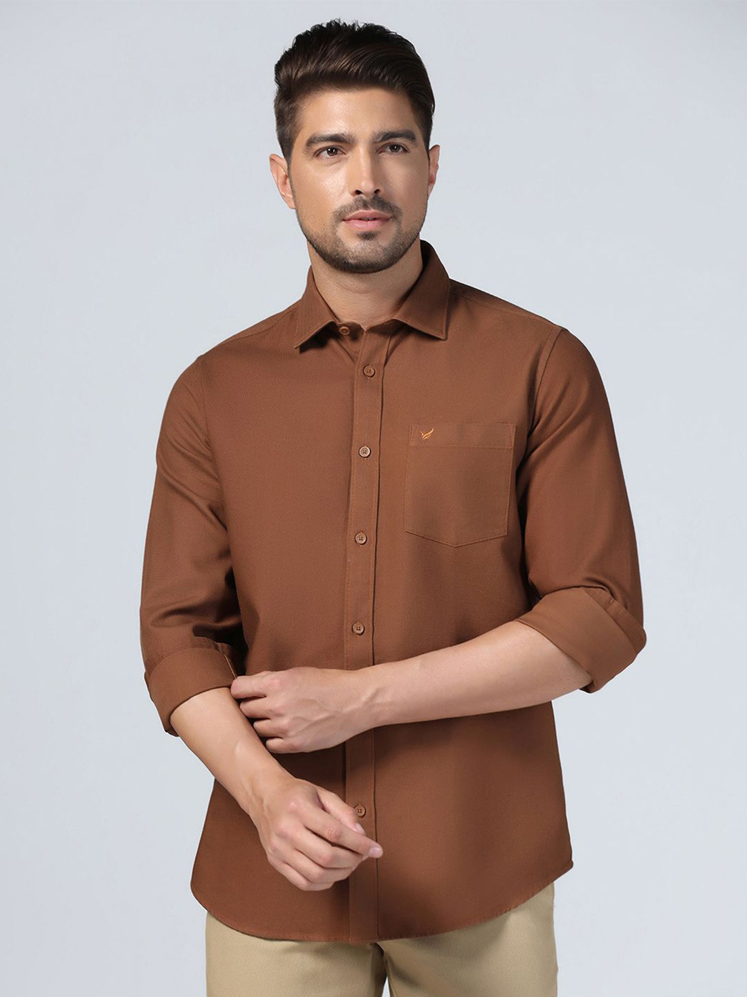 

Blackberrys Men Slim Fit Opaque Formal Shirt, Brown
