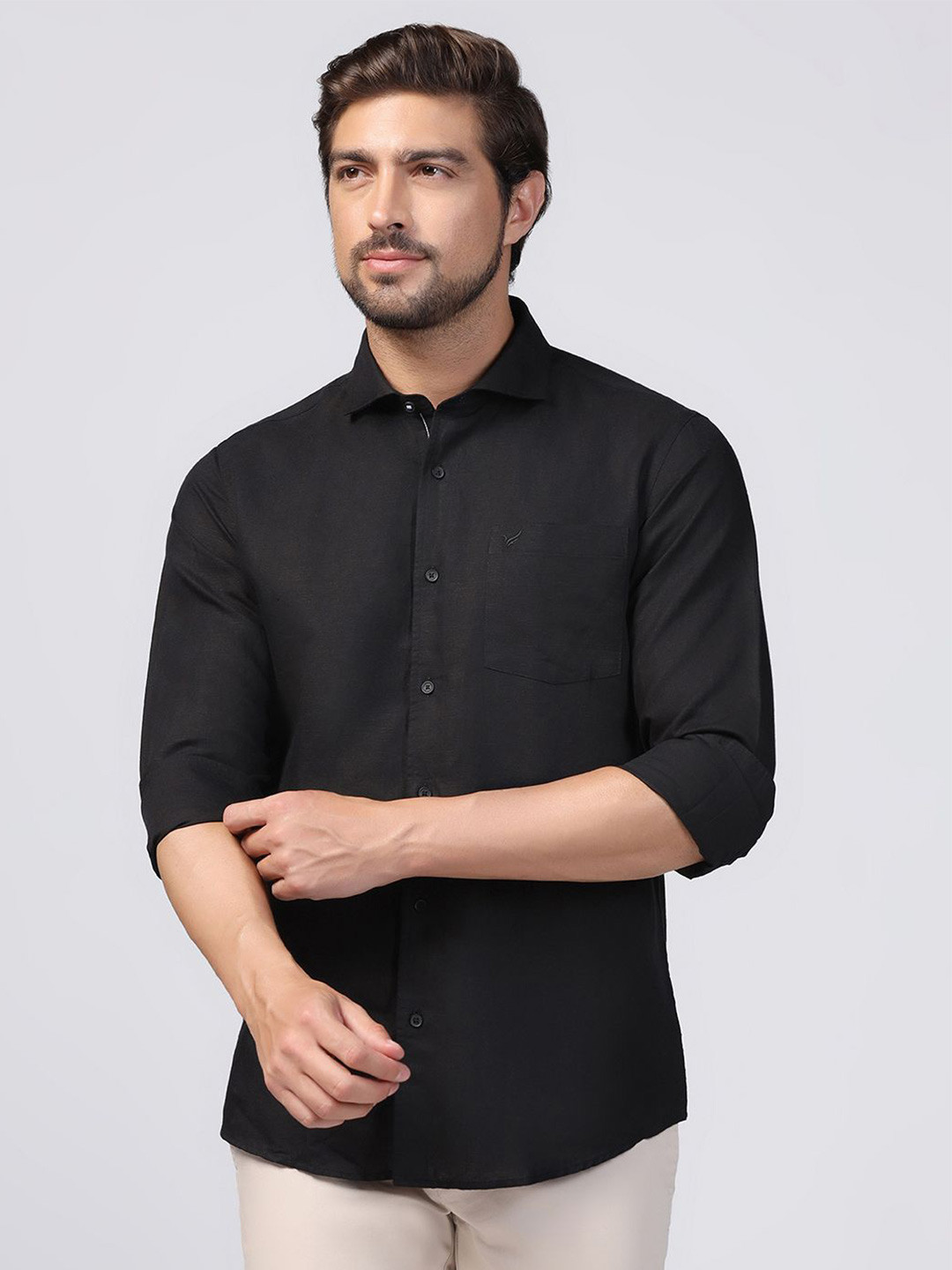 

Blackberrys Men Slim Fit Opaque Formal Shirt, Black