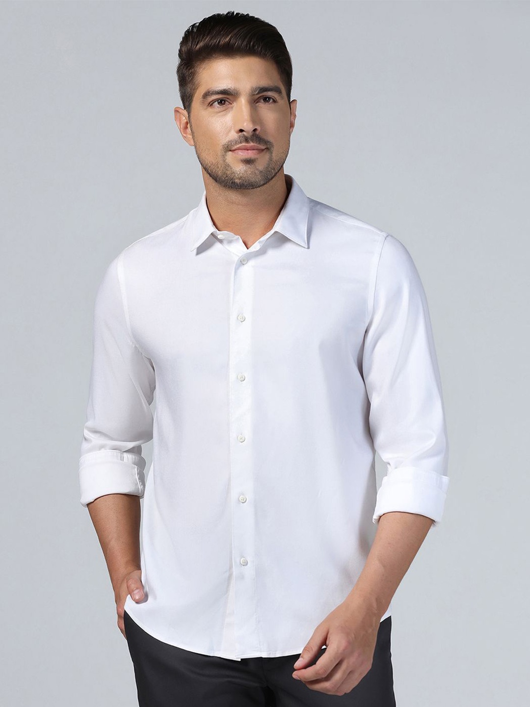 

Blackberrys Men Slim Fit Opaque Formal Shirt, White
