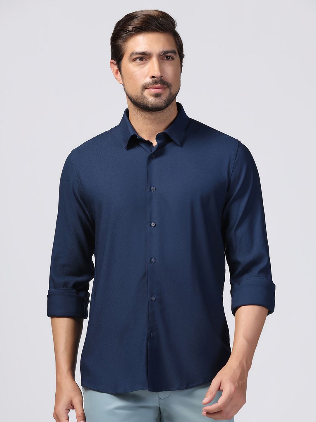 

Blackberrys Men Slim Fit Opaque Formal Shirt, Navy blue