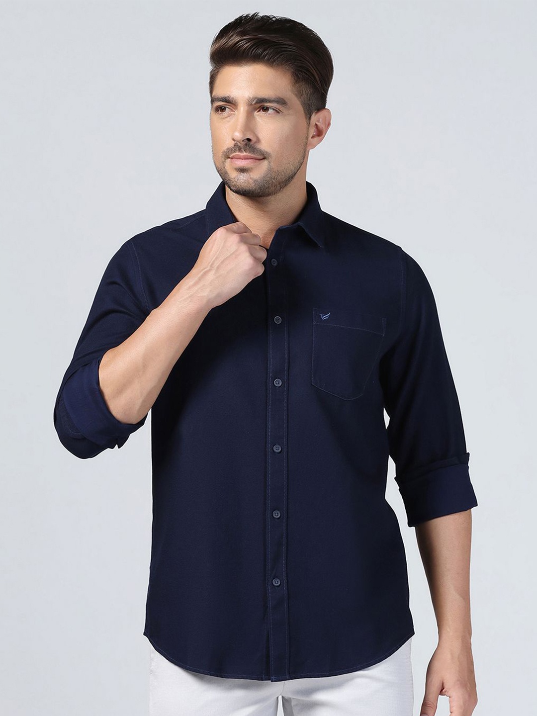 

Blackberrys Men Slim Fit Opaque Formal Shirt, Navy blue