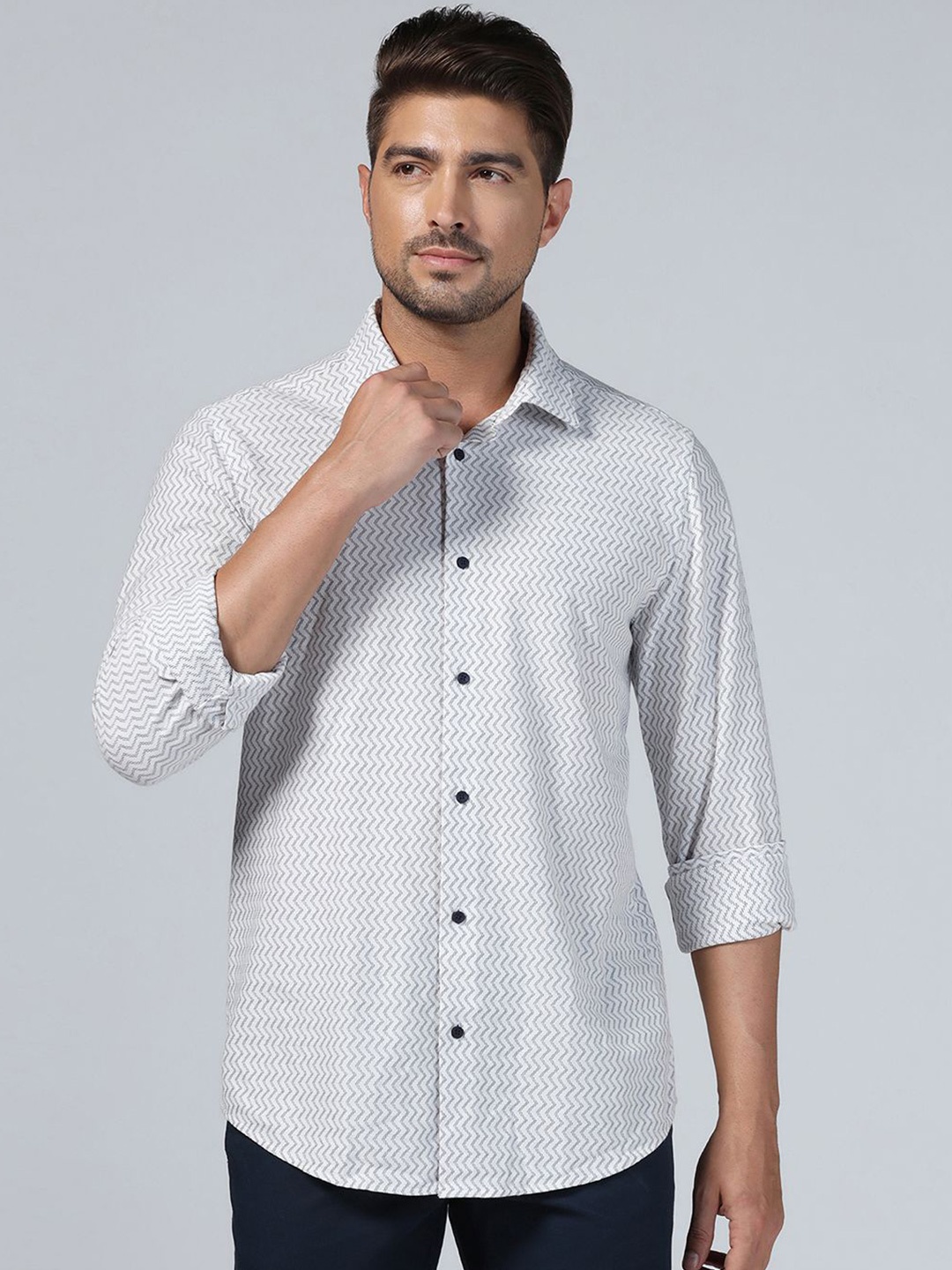 

Blackberrys Men Slim Fit Opaque Printed Formal Shirt, Black