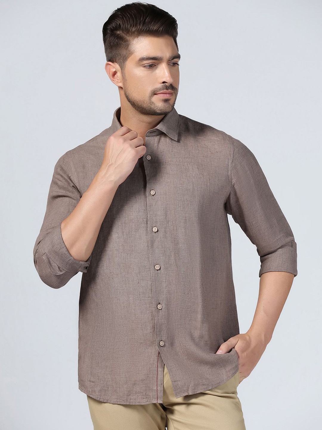 

Blackberrys Men Slim Fit Opaque Formal Shirt, Brown