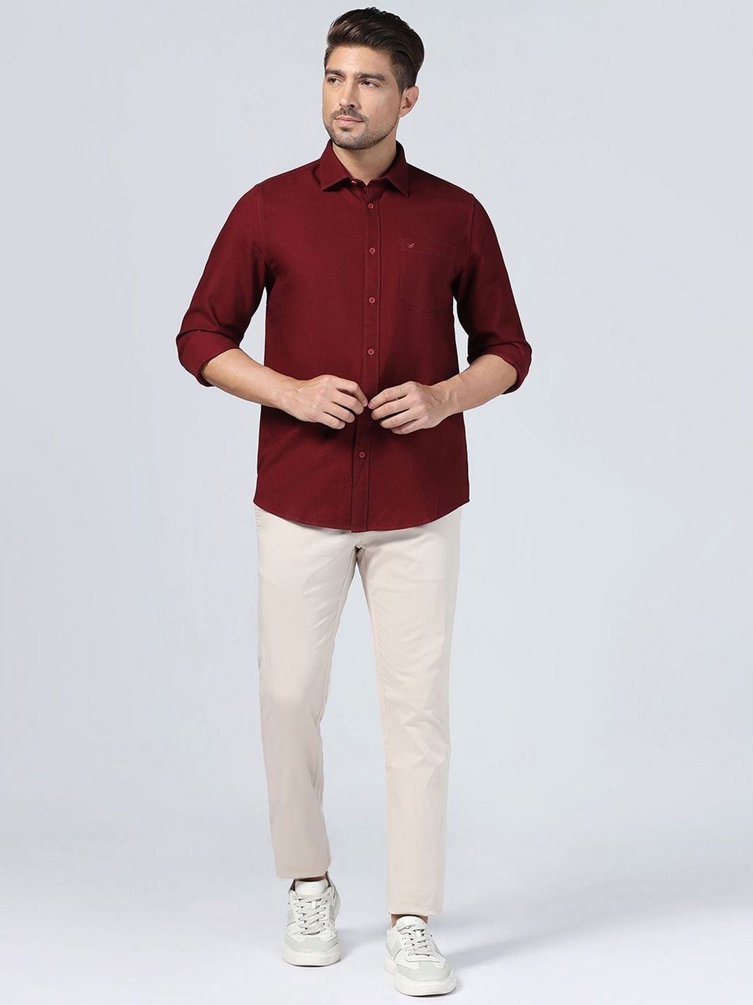 

Blackberrys Men Slim Fit Opaque Formal Shirt, Maroon